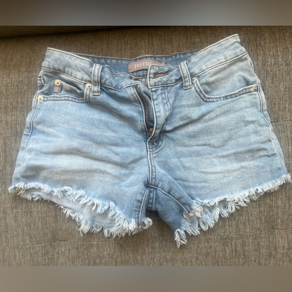 Just USA Blue Jean Shorts with Distressed Hem